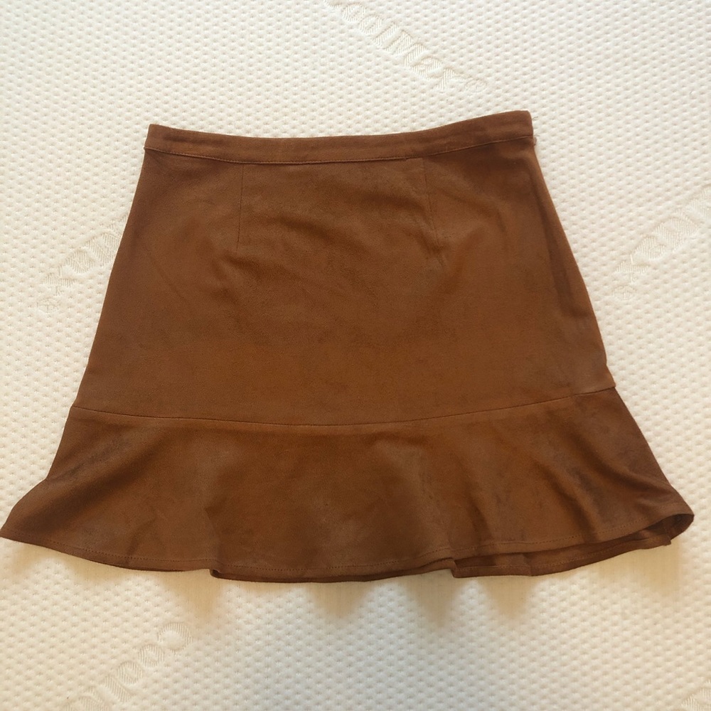 Ruffle Suede Skirt